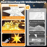 Kerstverlichting met ledsterren, 3 stuks lichtgevende sterren, kerstdecoratie, venster met 45 leds, werkt op batterijen, kerstverlichting voor feestjes, kerstdecoratie, kerstster, verlicht