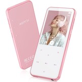 AGPTEK 64GB Bluetooth MP3-speler met luidspreker, 2,4'' groot scherm metalen MP3-speler HiFi-geluidskwaliteit MP4 Audio Touch Button Sport FM-radio Stappenteller Recorder muziekrecorder-Roze