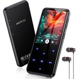 AGPTEK 64GB Bluetooth MP3-speler met luidspreker, 2,4'' groot scherm metalen MP3-speler HiFi-geluidskwaliteit MP4 Audio Touch Button Sport FM-radio Stappenteller Recorder muziekrecorder-Roze