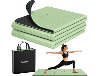Opvouwbare Yogamat TPE 6mm Groen-Zwart 183x61 cm - 37% Korting