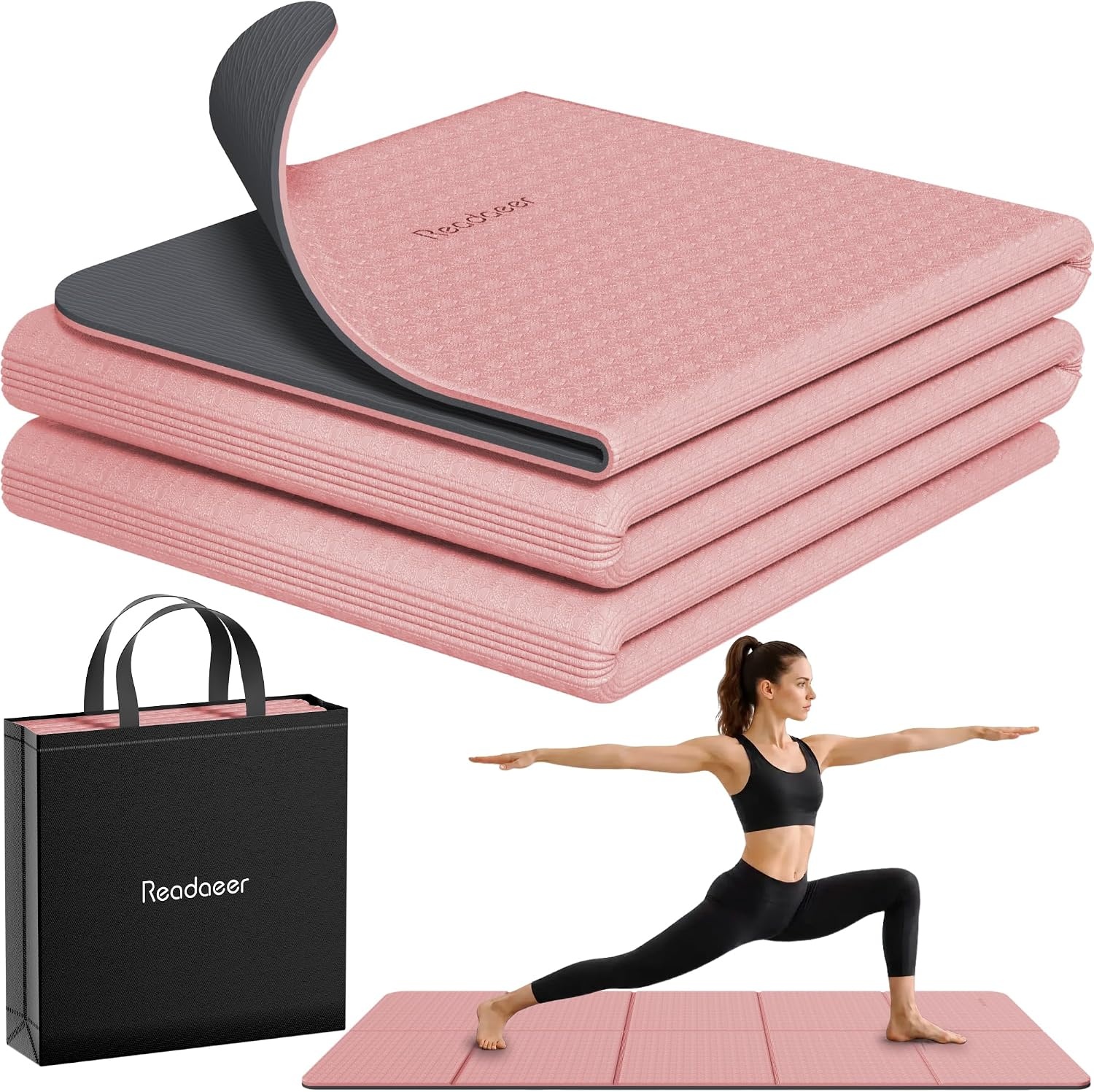 Opvouwbare Yogamat TPE 6mm Groen-Zwart 183x61 cm - 37% Korting