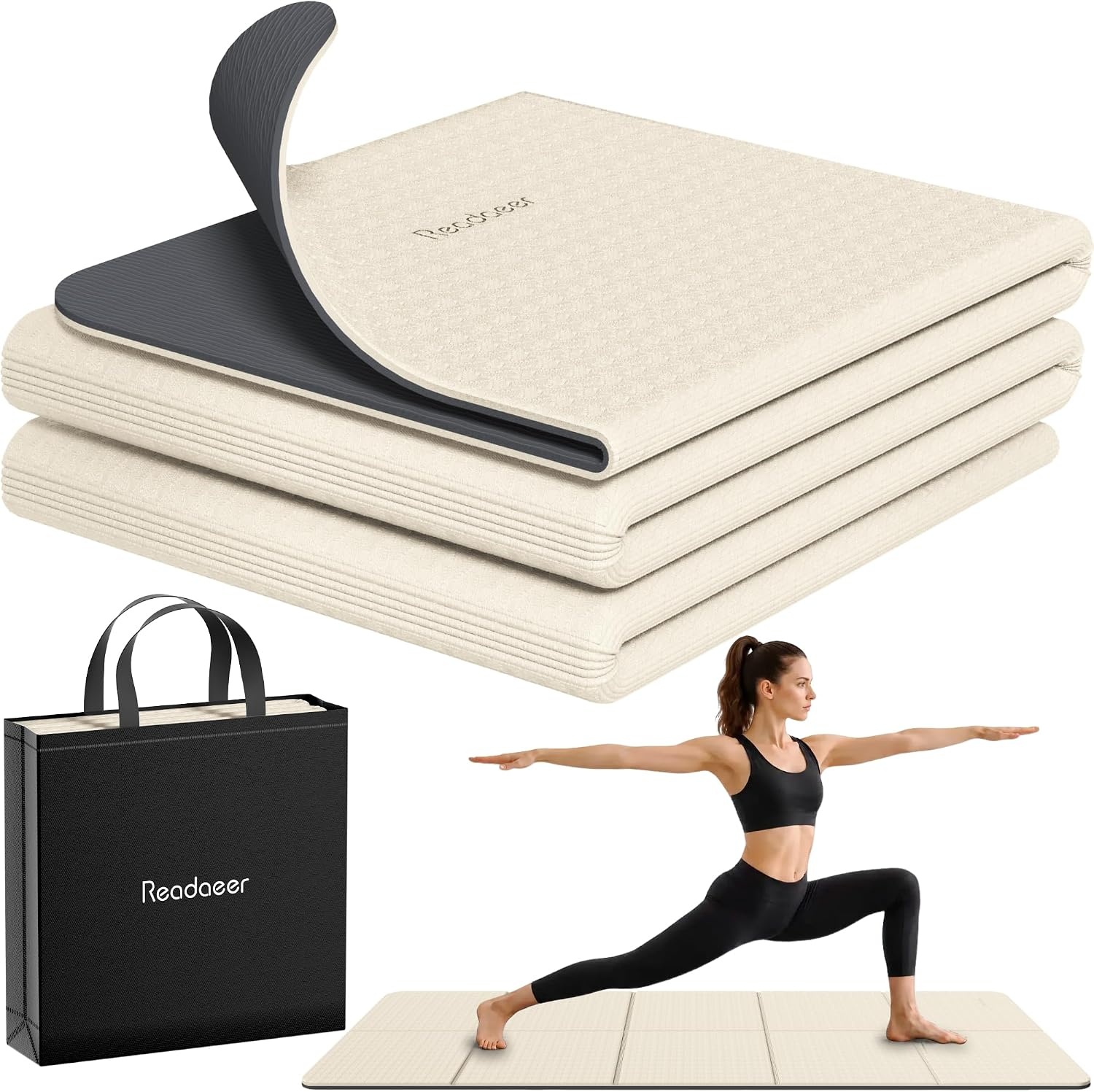 Opvouwbare Yogamat TPE 6mm Groen-Zwart 183x61 cm - 37% Korting