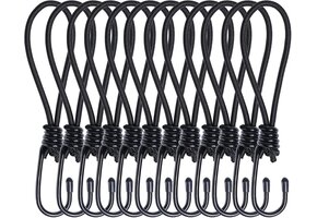 Spanrubbers 17cm Zwart 12 Stuks met Spiraalhaken | 50% Korting