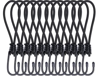 BYZANDQI Spanrubbers met spiraalhaken - 17 cm - 12 stuks - Zwart