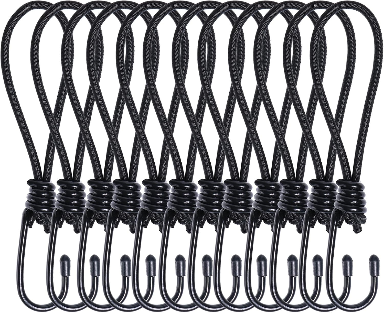 BYZANDQI Spanrubbers met spiraalhaken - 17 cm - 12 stuks - Zwart