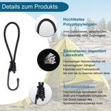 BYZANDQI Spanrubbers met spiraalhaken - 17 cm - 12 stuks - Zwart