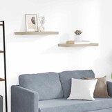 Zwevende Wandschappen MDF Eikenkleurig - Set van 2 (60x23.5cm)