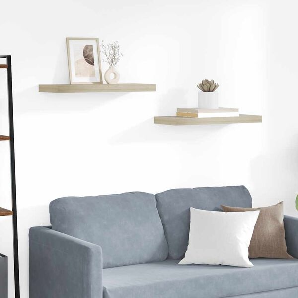 Zwevende Wandschappen MDF Eikenkleurig - Set van 2 (60x23.5cm)