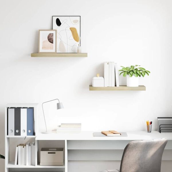 Zwevende Wandschappen MDF Eikenkleurig - Set van 2 (60x23.5cm)