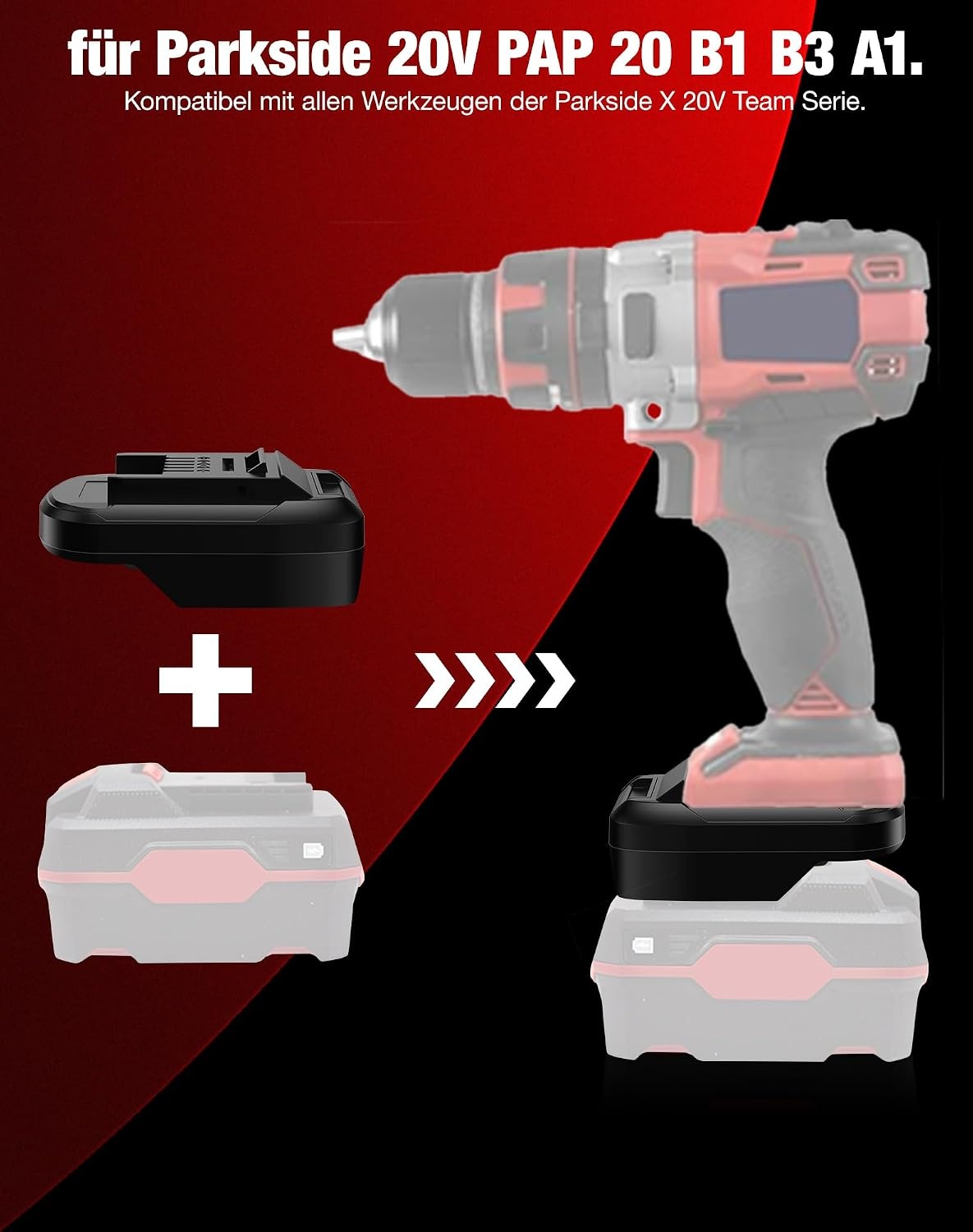 Accuadapter voor Parkside 20V Convert to for Einhell 18V accu
