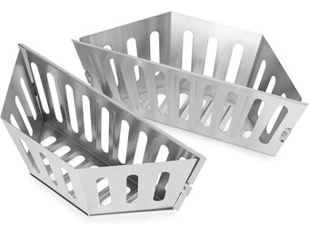 Onlyfire Houtskoolmand Roestvrije Stalen, Briquet Houders voor Weber 57/67cm Houtskoolgrills, Directe en Indirecte Warmte, Hoogwaardige Houtskoolmanden, Houtskoolbarbecues BBQ Accessoires, Set van 2