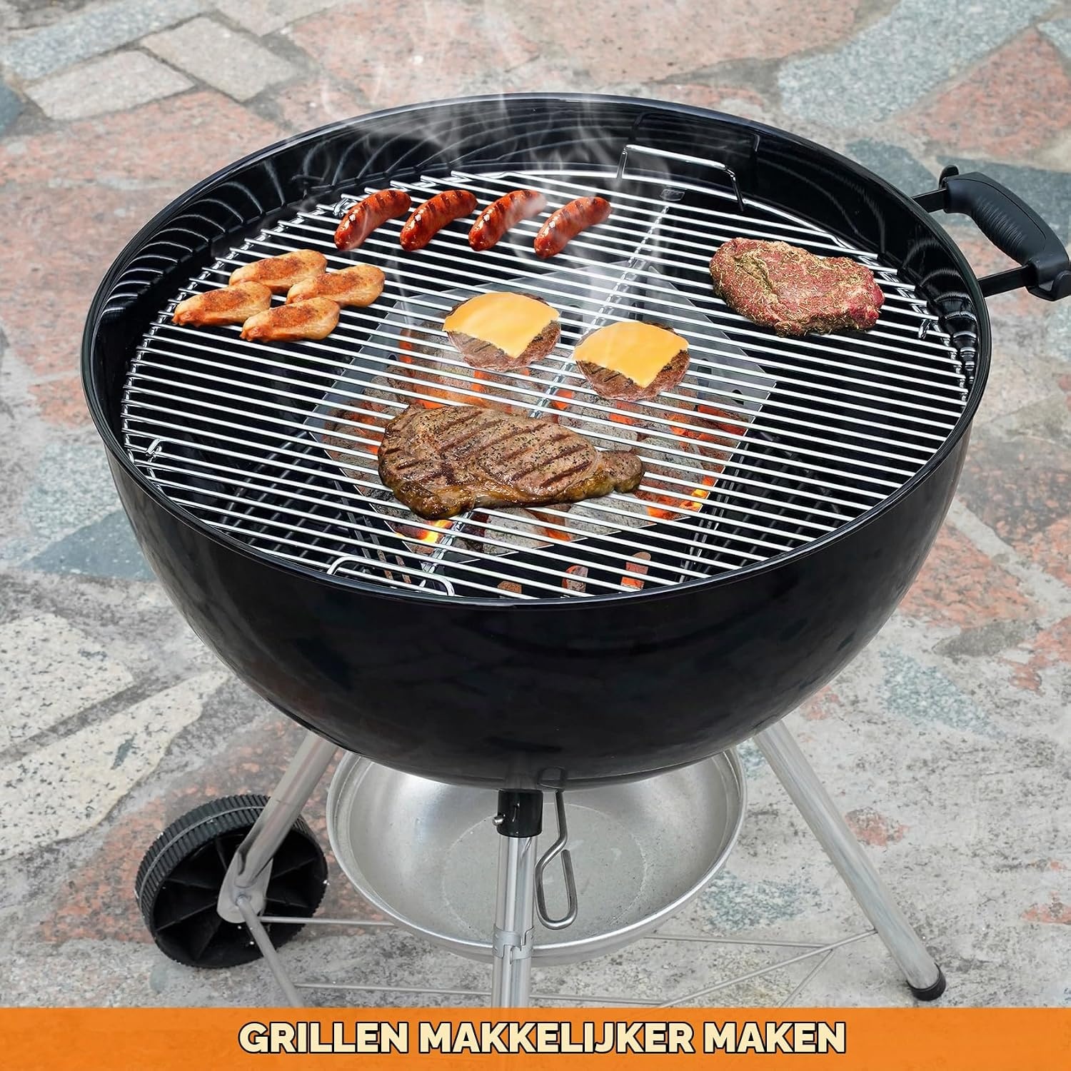 Onlyfire Houtskoolmand Roestvrije Stalen, Briquet Houders voor Weber 57/67cm Houtskoolgrills, Directe en Indirecte Warmte, Hoogwaardige Houtskoolmanden, Houtskoolbarbecues BBQ Accessoires, Set van 2