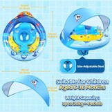 ZOOI Baby Zwemband met Zonnekap en Zitje - Blauw - 6 tot 36 Maanden