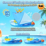 ZOOI Baby Zwemband met Zonnekap en Zitje - Blauw - 6 tot 36 Maanden