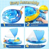 ZOOI Baby Zwemband met Zonnekap en Zitje - Blauw - 6 tot 36 Maanden