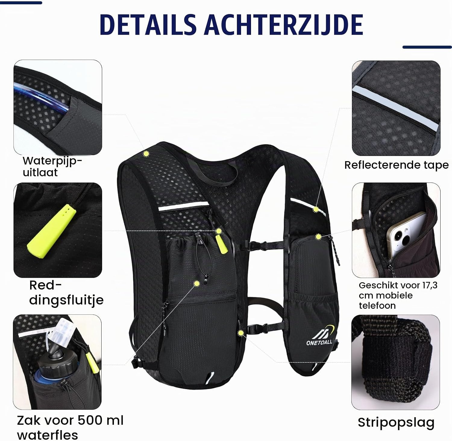 Hardloopvest voor dames, met 500 ml drinkfles, 2 liter drinkzak, lichte drinkrugzak voor heren, 6 l, reflecterend voor joggen, trailrunning, fiets, marathon, motorfiets, slechts 150 g
