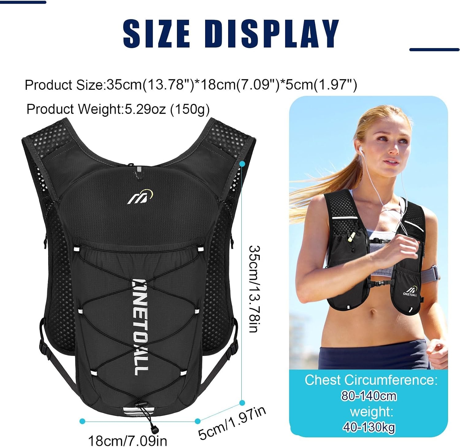 Hardloopvest voor dames, met 500 ml drinkfles, 2 liter drinkzak, lichte drinkrugzak voor heren, 6 l, reflecterend voor joggen, trailrunning, fiets, marathon, motorfiets, slechts 150 g
