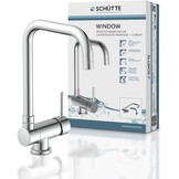 SCHÜTTE 24550 Keukenkraan WINDOW, waterkraan onder raam, gootsteenkraan voor raam, waterkraan 360° zwenkbaar Eéngreeps raammengkraan, chroom