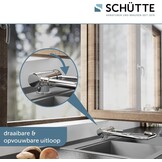 SCHÜTTE 24550 Keukenkraan WINDOW, waterkraan onder raam, gootsteenkraan voor raam, waterkraan 360° zwenkbaar Eéngreeps raammengkraan, chroom