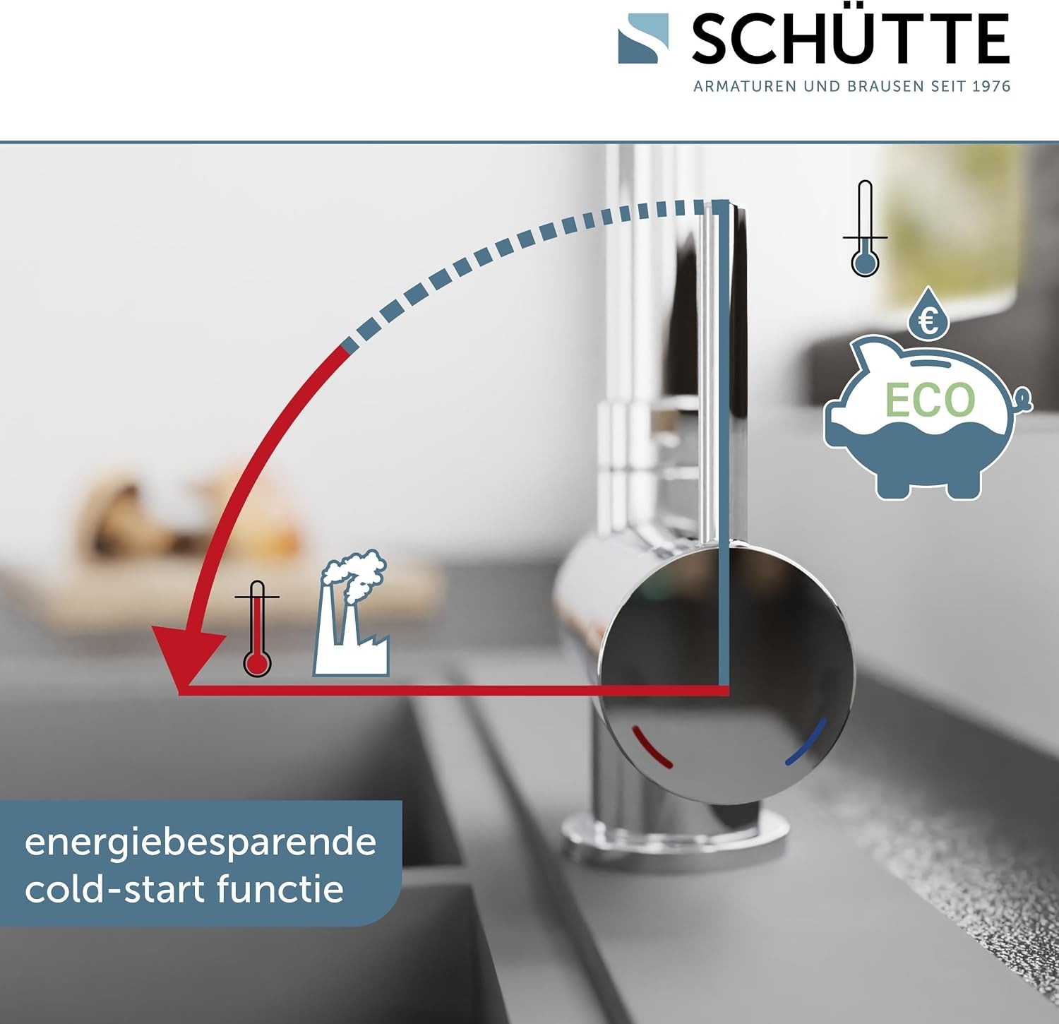 SCHÜTTE 24550 Keukenkraan WINDOW, waterkraan onder raam, gootsteenkraan voor raam, waterkraan 360° zwenkbaar Eéngreeps raammengkraan, chroom
