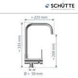 SCHÜTTE 24550 Keukenkraan WINDOW, waterkraan onder raam, gootsteenkraan voor raam, waterkraan 360° zwenkbaar Eéngreeps raammengkraan, chroom