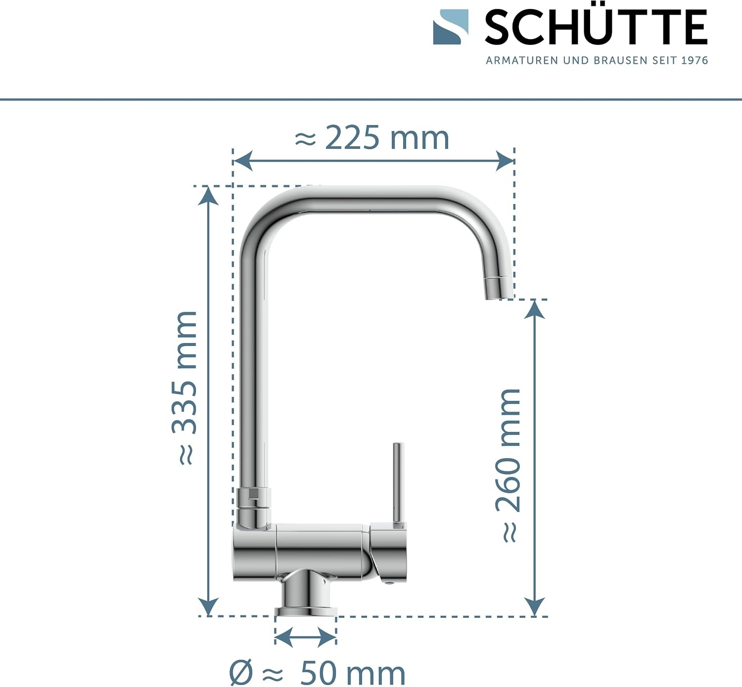 SCHÜTTE 24550 Keukenkraan WINDOW, waterkraan onder raam, gootsteenkraan voor raam, waterkraan 360° zwenkbaar Eéngreeps raammengkraan, chroom
