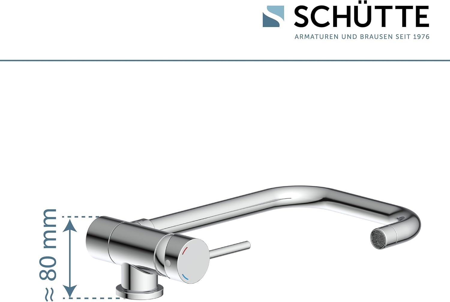 SCHÜTTE 24550 Keukenkraan WINDOW, waterkraan onder raam, gootsteenkraan voor raam, waterkraan 360° zwenkbaar Eéngreeps raammengkraan, chroom