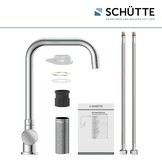 SCHÜTTE 24550 Keukenkraan WINDOW, waterkraan onder raam, gootsteenkraan voor raam, waterkraan 360° zwenkbaar Eéngreeps raammengkraan, chroom