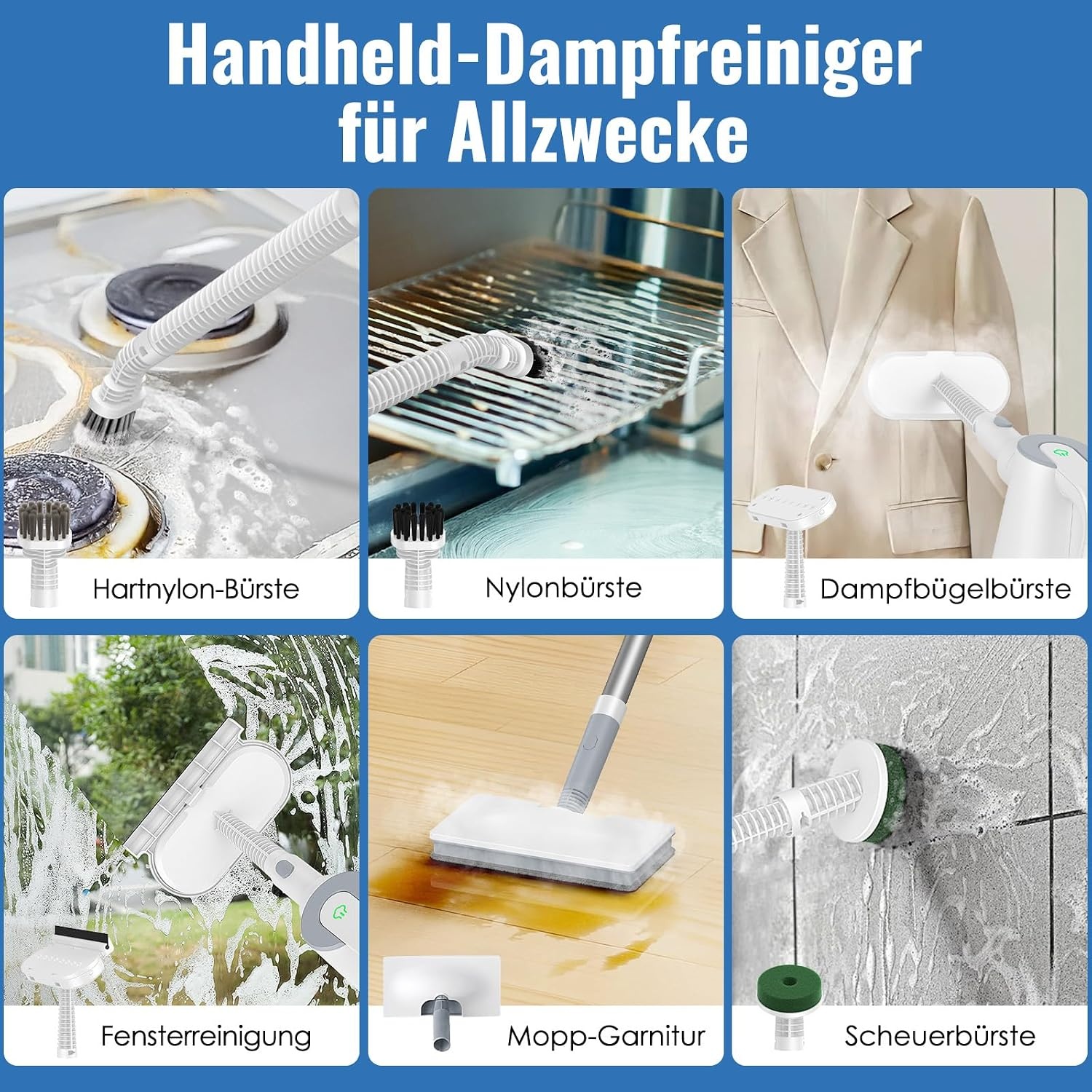 FEPPO 10-in-1 Stoomreiniger en Stoommop - Wit - 1300W