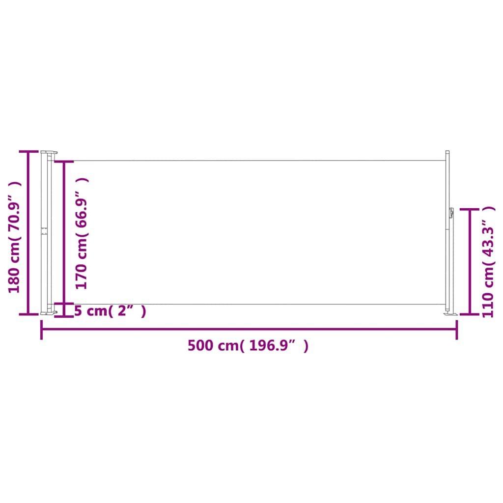 vidaXL Tuinscherm uittrekbaar 180x500 cm grijs
