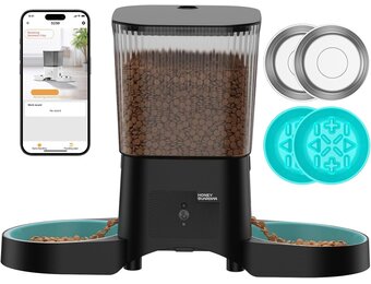 Slimme Dubbele Voerbak 3.5L Zwart | WiFi & App Bediening | 33% Korting