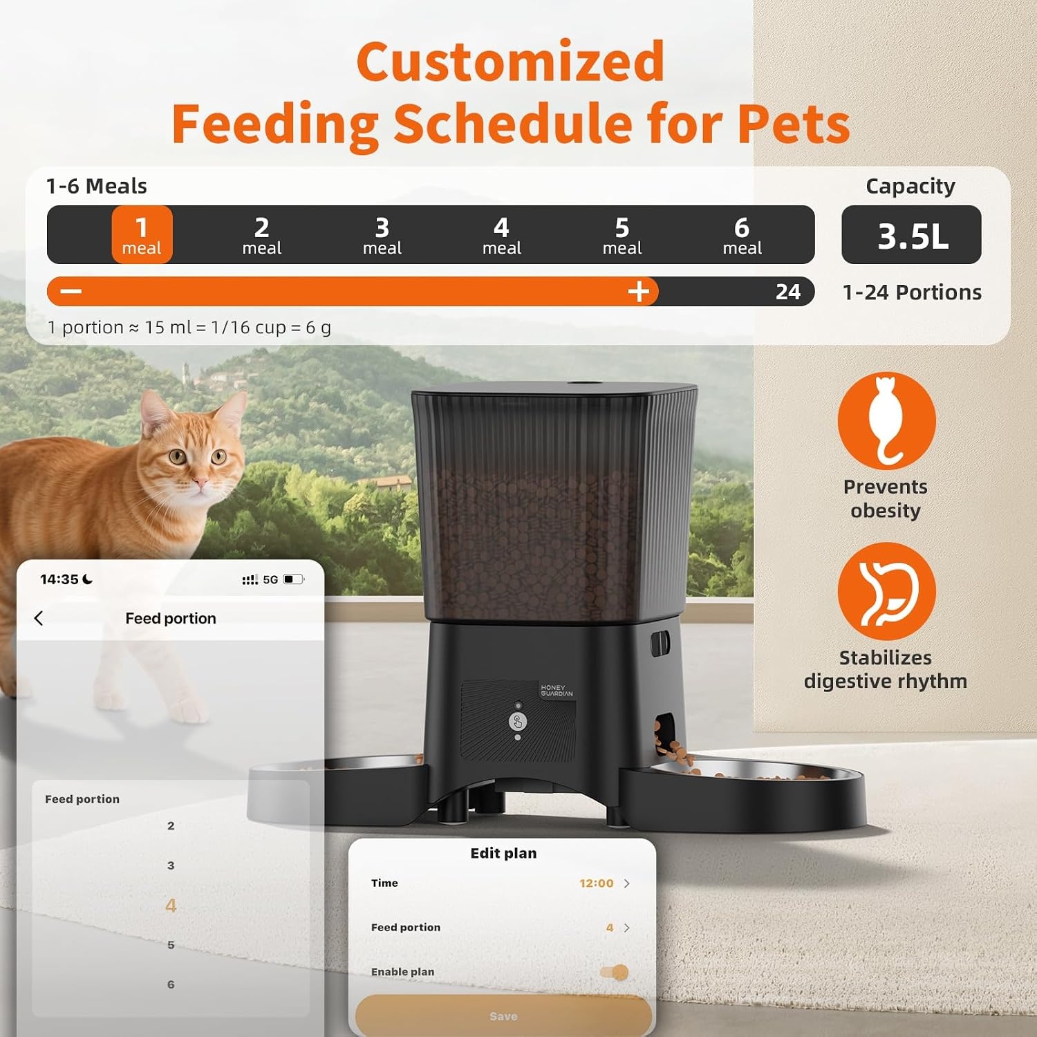 Slimme Dubbele Voerbak 3.5L Zwart | WiFi & App Bediening | 33% Korting