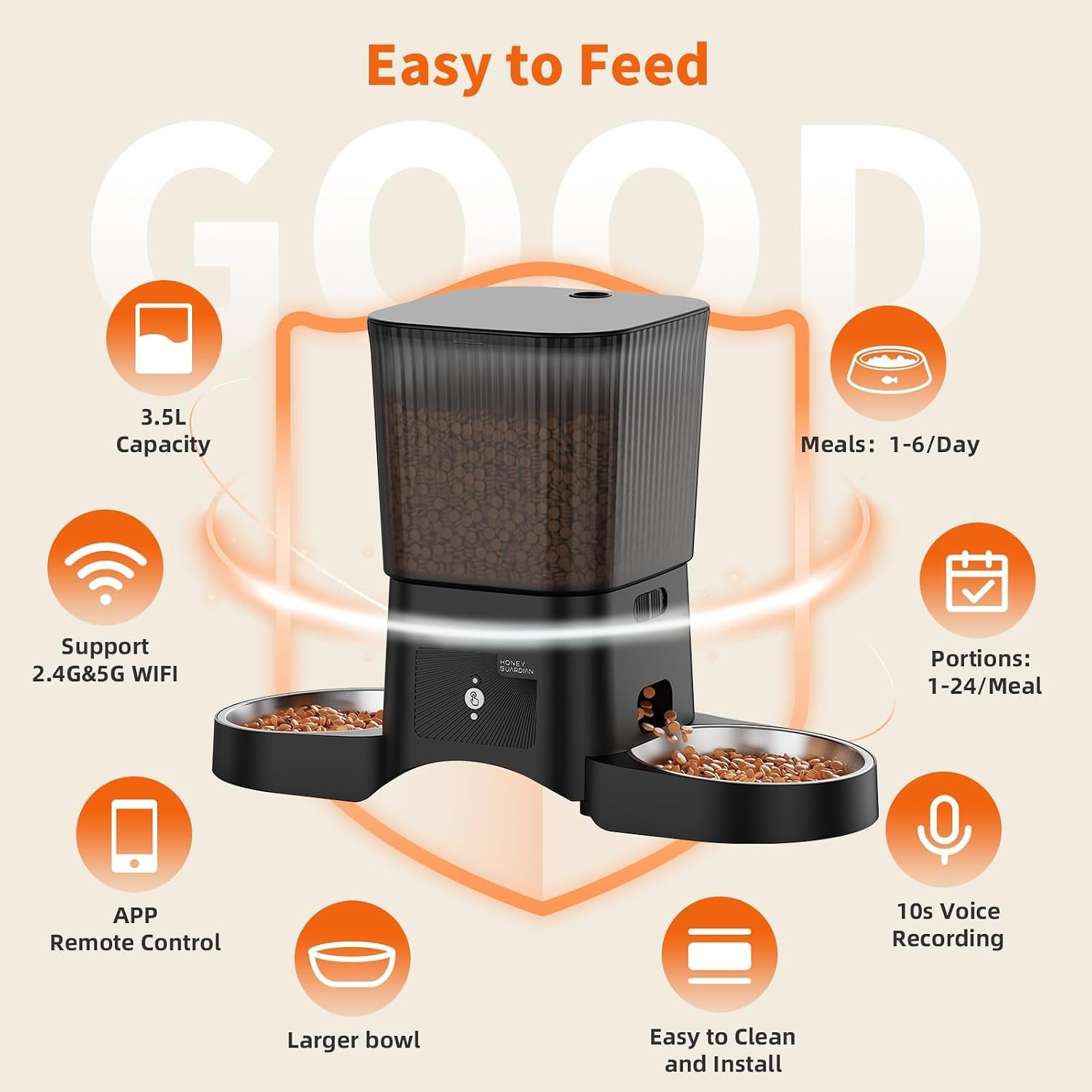 Slimme Dubbele Voerbak 3.5L Zwart | WiFi & App Bediening | 33% Korting