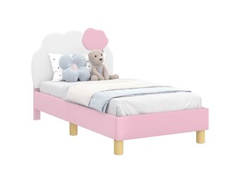 vidaXL Peuterbedframe met hoofdbord Roze 70 x 140 cm PU