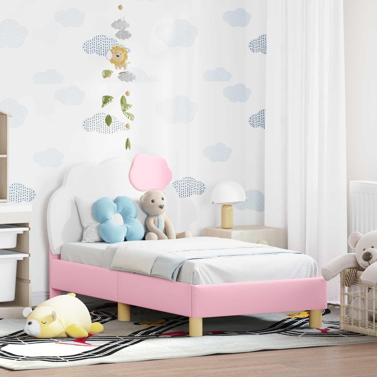 vidaXL Peuterbedframe met hoofdbord Roze 70 x 140 cm PU