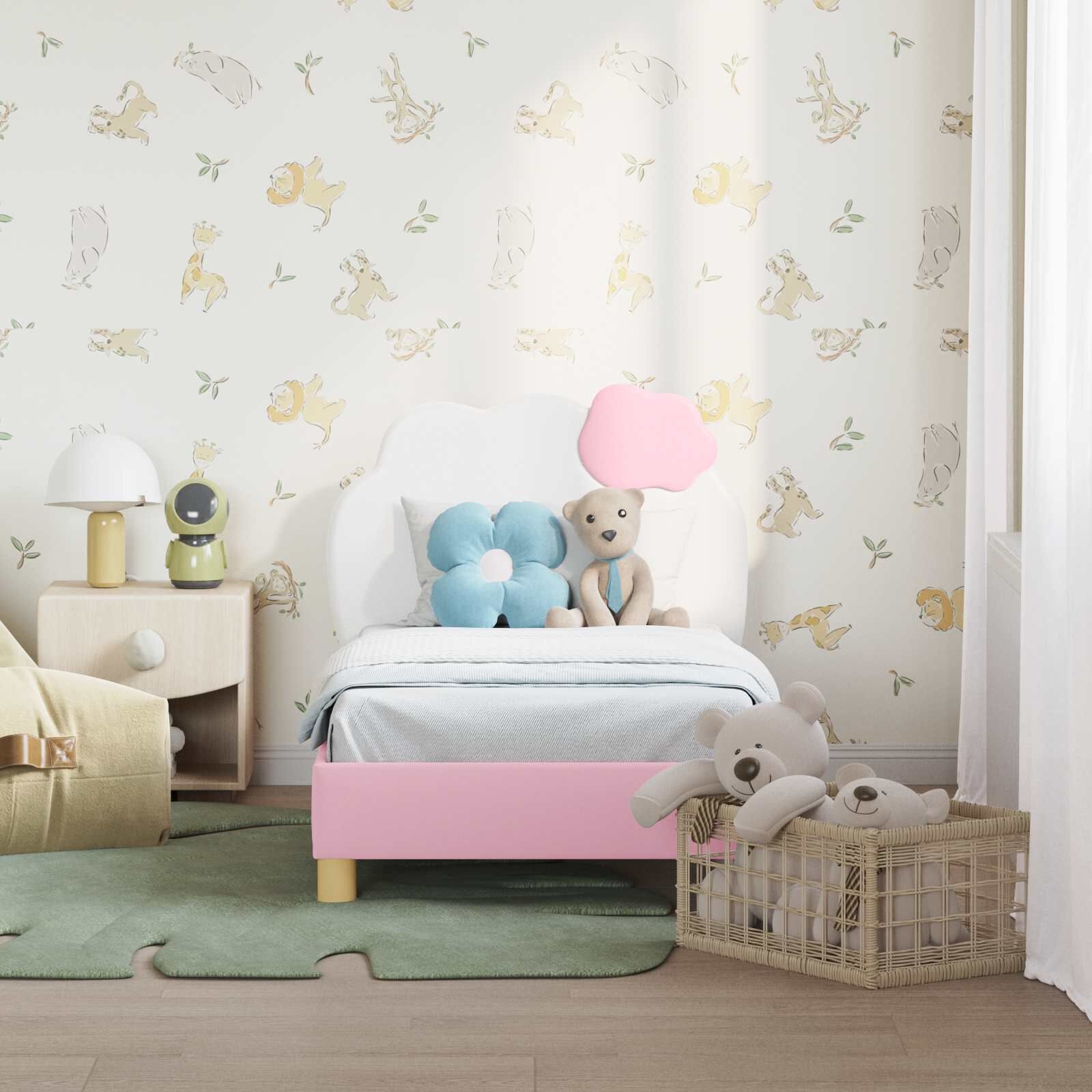 vidaXL Peuterbedframe met hoofdbord Roze 70 x 140 cm PU