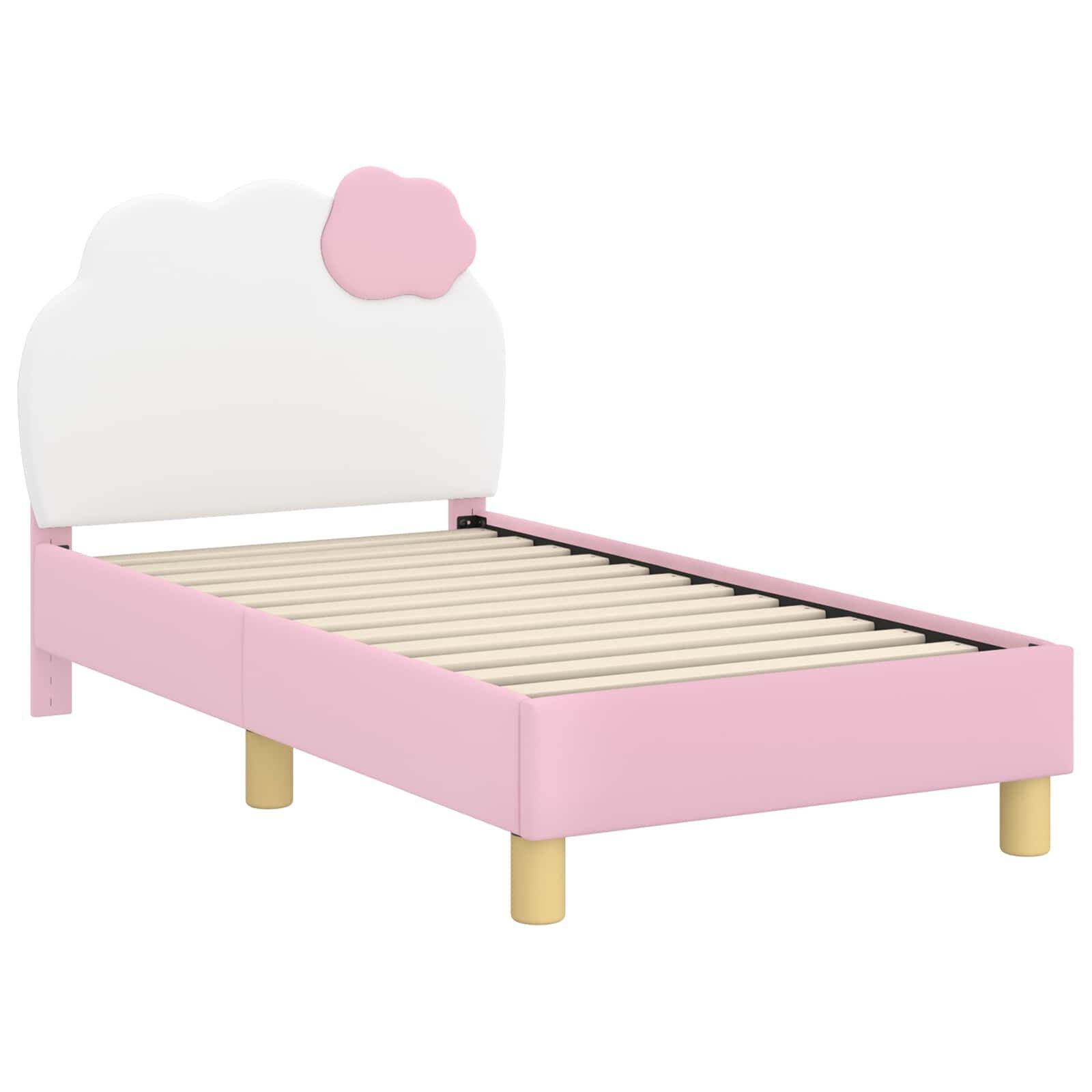 vidaXL Peuterbedframe met hoofdbord Roze 70 x 140 cm PU