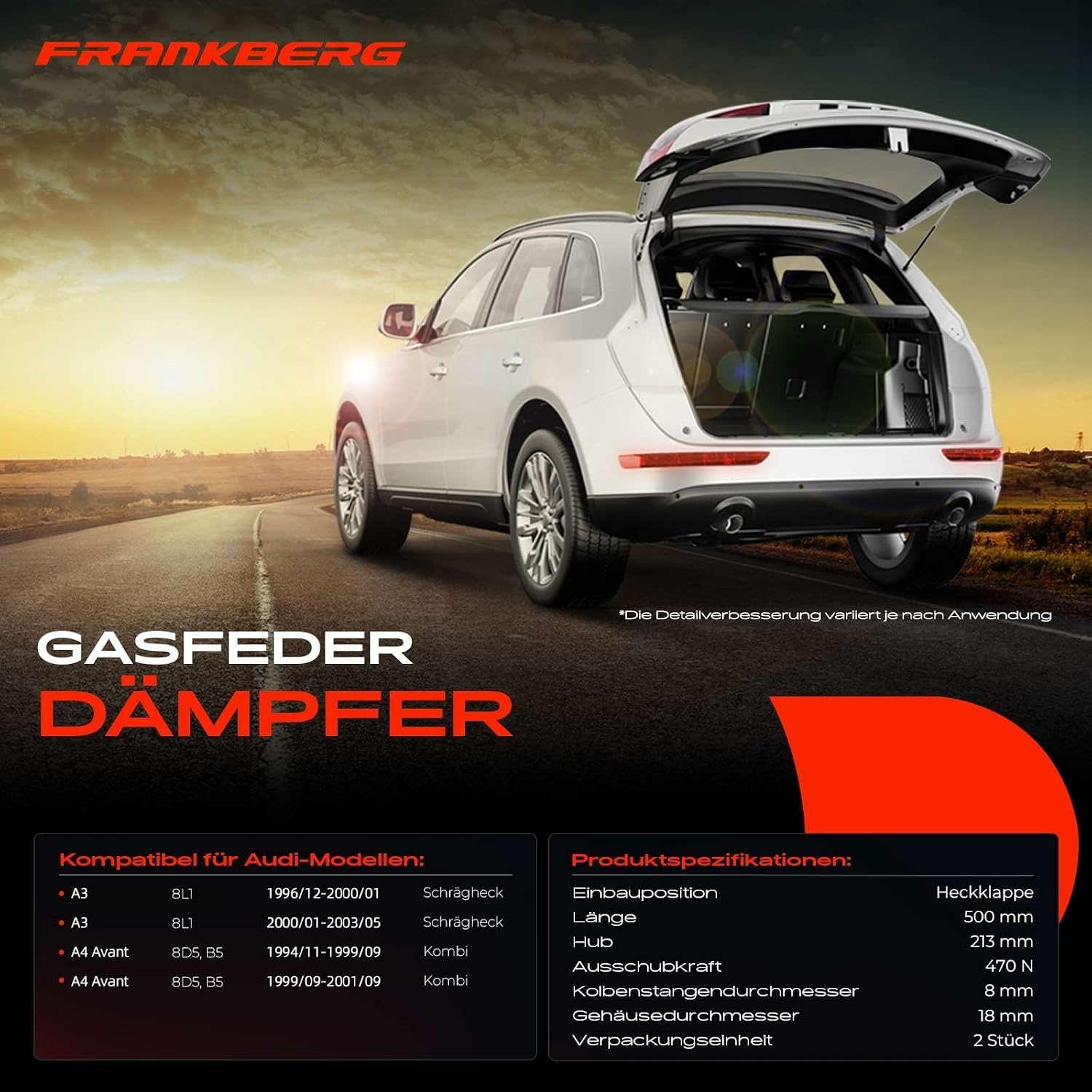 2x gasveer achterklep demper voor A3 8L1 A4 Avant 8D5, B5 1994-2003 8D9827552