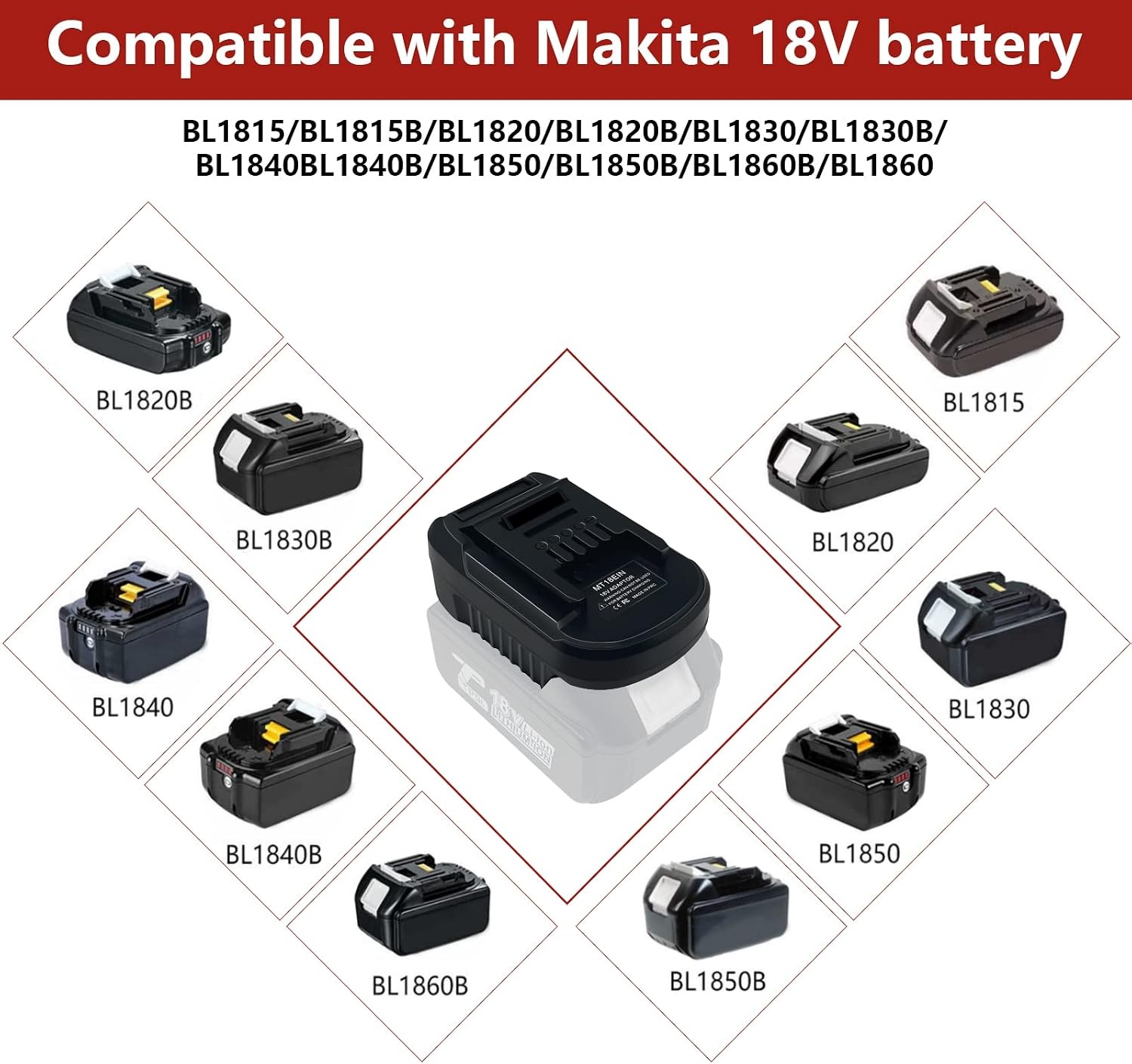 Accuadapter voor Makita naar Einhell, voor Makita 18V lithiumbatterij omzetten naar Einhell 18V lithium, voor EIN.hell 18-V accuapparaten