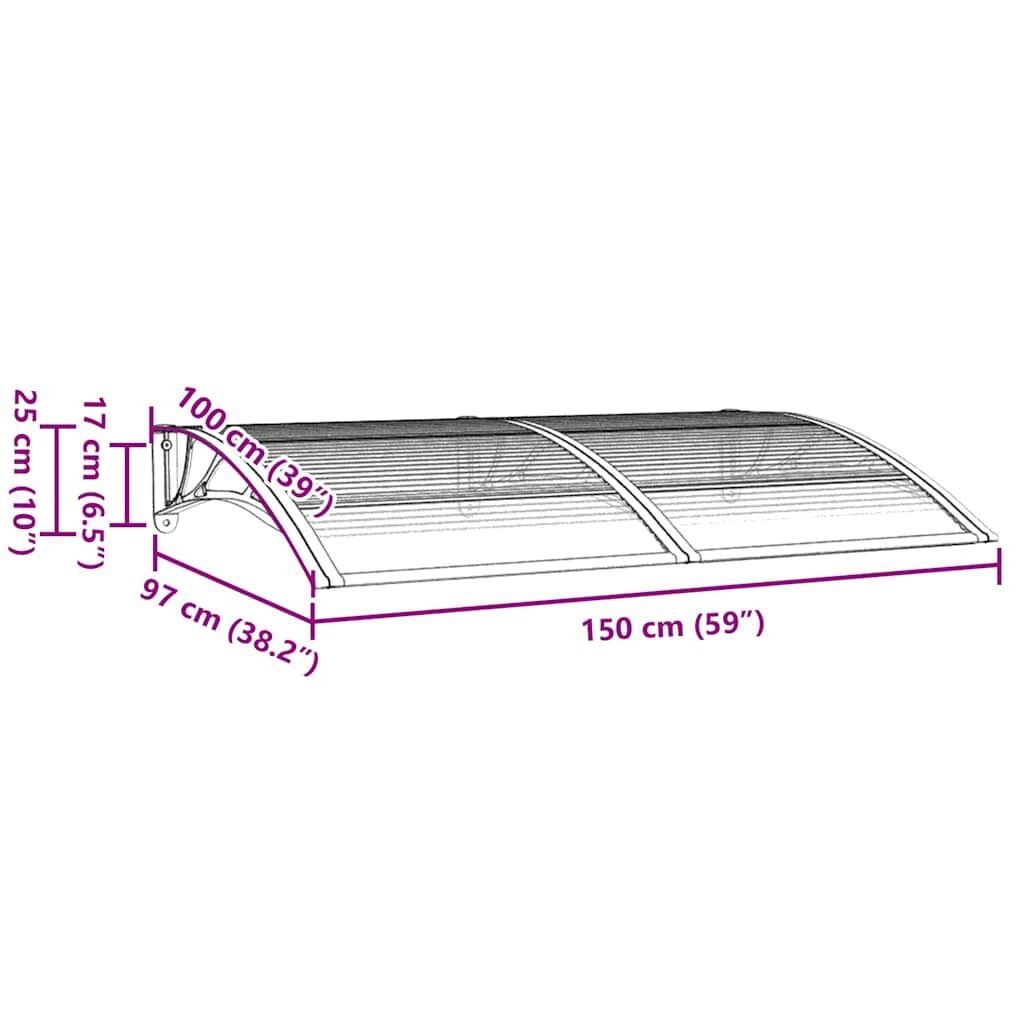 Deurluifel 150x100 cm Polycarbonaat Grijs - 34% Korting