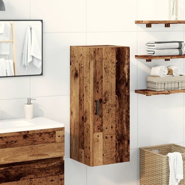 vidaXL Wandkast 34,5x34x90 cm bewerkt hout oud houtkleur