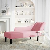 vidaXL Chaise longue met rechterarmleuning fluweel roze
