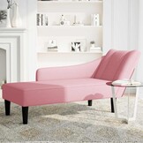 vidaXL Chaise longue met rechterarmleuning fluweel roze