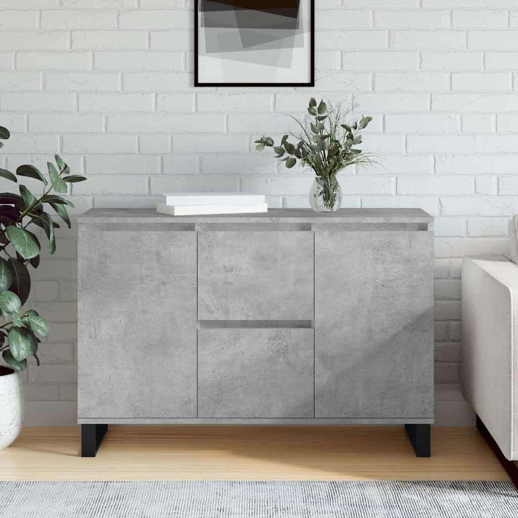 vidaXL Dressoir 101,5x35x70 cm bewerkt hout betongrijs