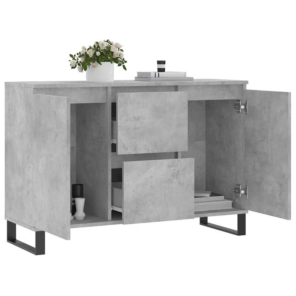 vidaXL Dressoir 101,5x35x70 cm bewerkt hout betongrijs