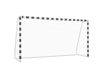 vidaXL Voetbaldoel 300x160x90 cm metaal zwart en wit
