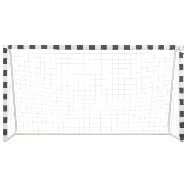 vidaXL Voetbaldoel 300x160x90 cm metaal zwart en wit
