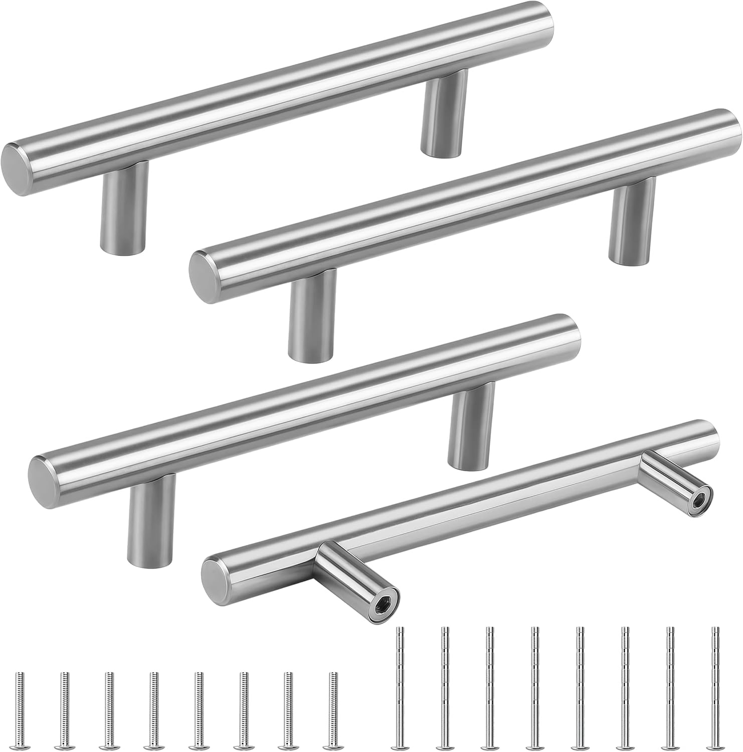 Set van 4 roestvrijstalen meubelgrepen - Gatafelstand: 128 mm - Kastgrepen - Deurgrepen - Ladegrepen - Kastdeuren - Keukengrepen