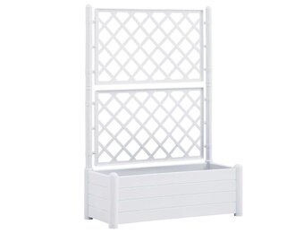 vidaXL Plantenbak met latwerk 100x43x142 cm PP wit