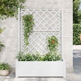 vidaXL Plantenbak met latwerk 100x43x142 cm PP wit